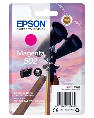 EPSON Singlepack Magenta 502 Ink , Epson , EPSC13T02V34010 , 8715946652764